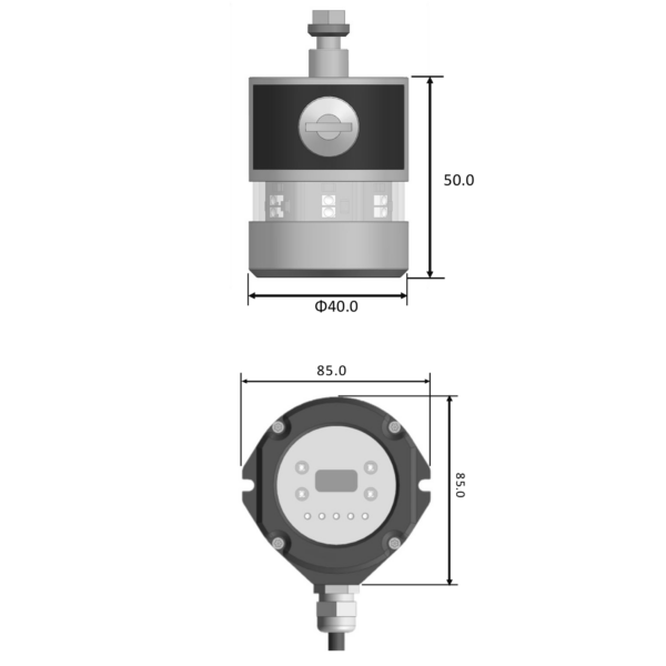 DOP40-PRO CNC Touch Probe and Receiver Dimensions