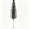 Qidu DLP25 wired CNC touch probe with cylindrical metal housing, cable fitting and coiled connection cable for workpiece measurement applications.