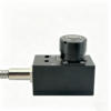 Close-up of DTS100-style CNC contact tool setter showing the round metal measuring pad, black housing and flexible protected connection cable.
