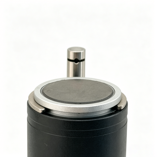 DTS200C specification chart showing 20 mm tungsten carbide pad, below 1 μm repeatability, 8.5 mm axial stroke, normally open output and IP68 protection.