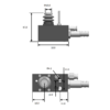 DTS100S dimensional drawing showing 50 mm body length, 47 mm overall height, 10 mm contact pad diameter and 4.1 mm mounting hole diameter.