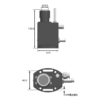 DTS200 technical drawing showing 110 mm overall height, 60 mm body width, 40 mm depth, 20 mm contact pad diameter and M4 mounting slots.