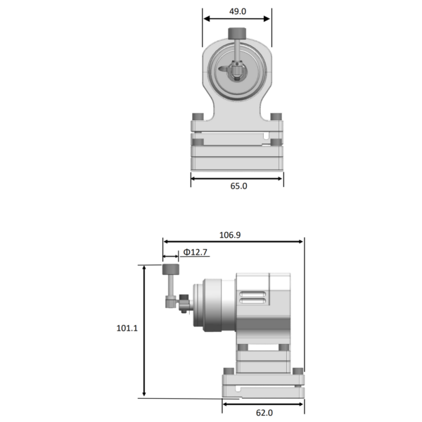 DMTS-R specification chart showing 2.4 GHz radio transmission, three-axis triggering, below 1 μm repeatability, battery life and IP68 protection.